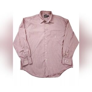 Nautica Shirt Men's XL Button-up Red White Pinstripe Long Sleeve Business Casual